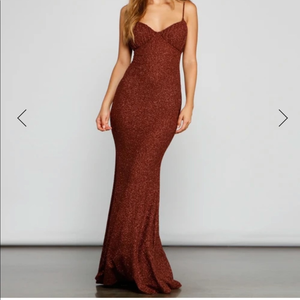 Windsor Camille Brown Glitter Knit Gown
